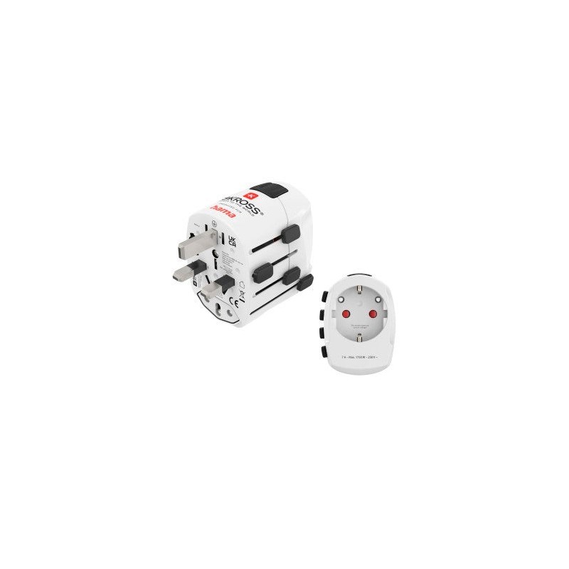 Hama World Travel Pro Adaptador Universal de Viaje - Mas de 150 Paises - 250V, 7A - Color Blanco