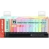 Stabilo Boss 70 Desk Set of 15 Highlighters - Practical Desk Stand - Line Width between 2 and 5mm - Refillable - Water-Based
