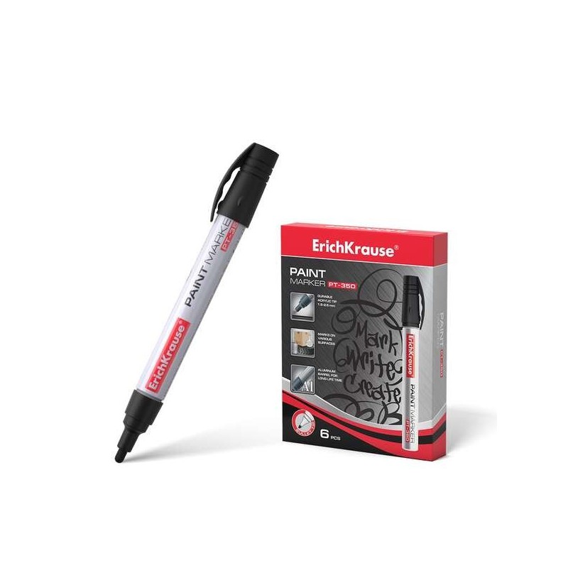Erichkrause PT-350 Paint Marker - Bullet Tip - 1.5-2.5mm Line Width - Valve Ink Feed System - Hard-Wearing Aluminium Body