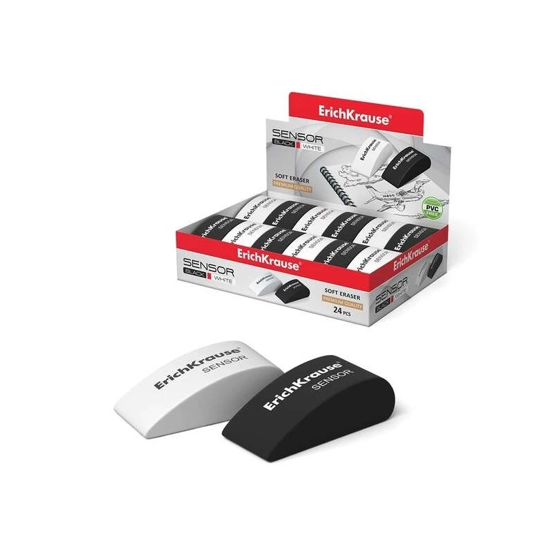 Erichkrause Sensor Eraser - Hypoallergenic Thermoplastic Rubber - PVC Free - Soft Eraser with an Original Shape - Black and