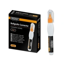 Ingraf Esferográfica Corretora 8ml - Ponta Metálica Fina - Secagem Rápida - Forma Ergonómica