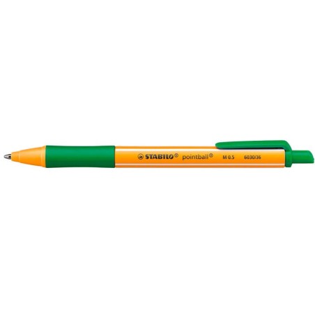 Stabilo Pointball Retractable Ballpoint Pen - 1mm Tip - Oil-Based Ink - Refillable - 79% Recycled Plastic - Non-Slip Grip