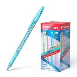 Erichkrause Boligrafo R-301 Spring Stick&Grip 0.7 - Cuerpo Hexagonal Translucido - Zona de Agarre de Goma Contorneada - Punta