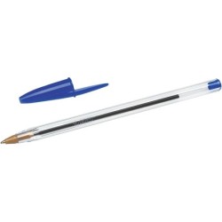 Bic Cristal Original Stylo à Bille - Pointe Ronde de 1.0mm - Trait 0.4mm - Encre à Base d'Huile - Couleur Bleu
