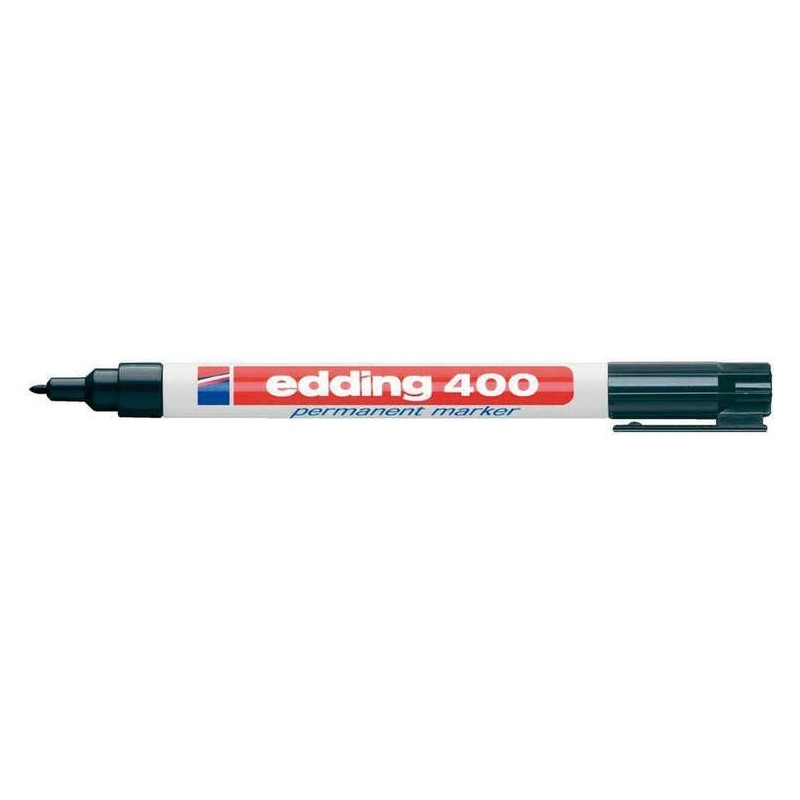 Edding 400 Marcador Permanente - Ponta Redonda - Traço 1 mm. - Recarregável - Secagem Rápida - Cor Preto