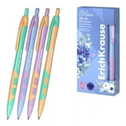 Erichkrause Bloom XR-30 Matic&Grip Pastel Boligrafo Retractil - Punta de Bola 0.7mm - Trazo de 0.35mm - Tinta Azul - Grip de