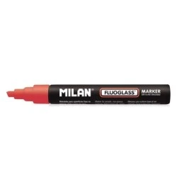 Milan Fluoglass Marcador para Superfícies Lisas (Não Porosas) - Ponta Biselada - Traço de 2 a 4mm - Tinta à Base de Água