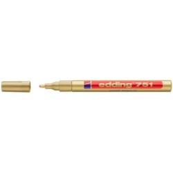 Edding 751 Marcador Permanente - Ponta Redonda - Traço entre 1 e 2 mm. - Tinta Opaca - Secagem Rápida - Cor Dourada