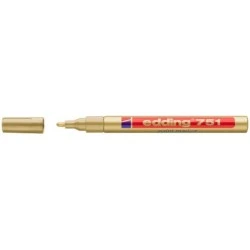 Edding 751 Marcador Permanente - Ponta Redonda - Traço entre 1 e 2 mm. - Tinta Opaca - Secagem Rápida - Cor Dourada