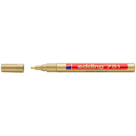 Edding 751 Permanent Marker - Round Tip - Line Width between 1 and 2 mm. - Opaque Ink - Quick Drying - Gold Colour