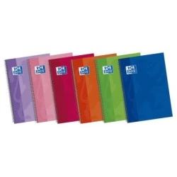 Oxford School Classic Write&Erase Fº Caderno Espiral - Capa Extradura - Pauta 3,5mm com Margem - 80 Folhas - Cores Sortidas