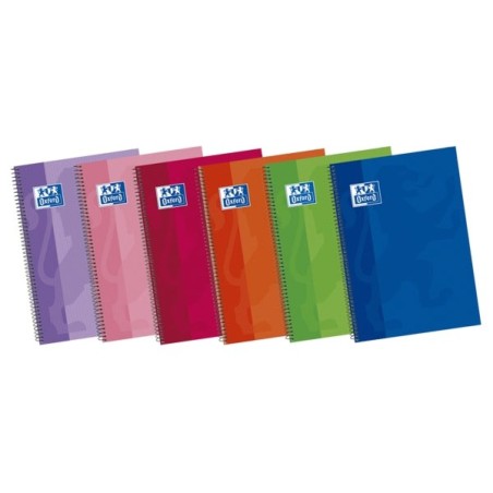 Oxford School Classic Write&Erase Folio Spiral Notebook - Extra-Hard Cover - 3.5mm Ruling with Margin - 80 Sheets - Assorted
