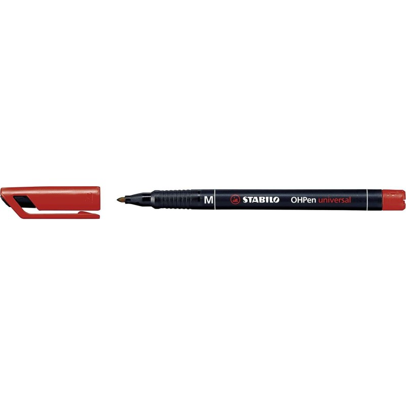 Stabilo OHPen Permanent Marker - Medium Tip - 1mm Line - Non-Slip Grip - Vented Cap - Red