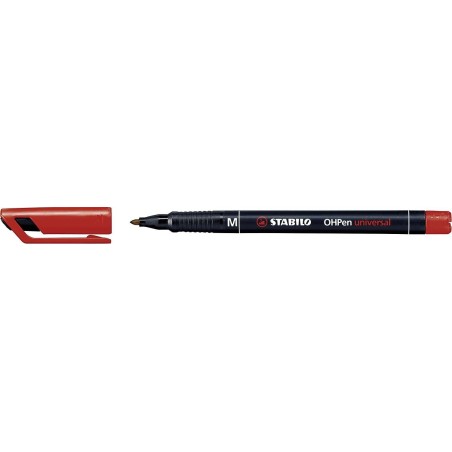 Stabilo OHPen Marqueur Permanent - Pointe Moyenne - Trace de 1mm - Prise en Main Antiderapante - Capuchon Ventile - Couleur