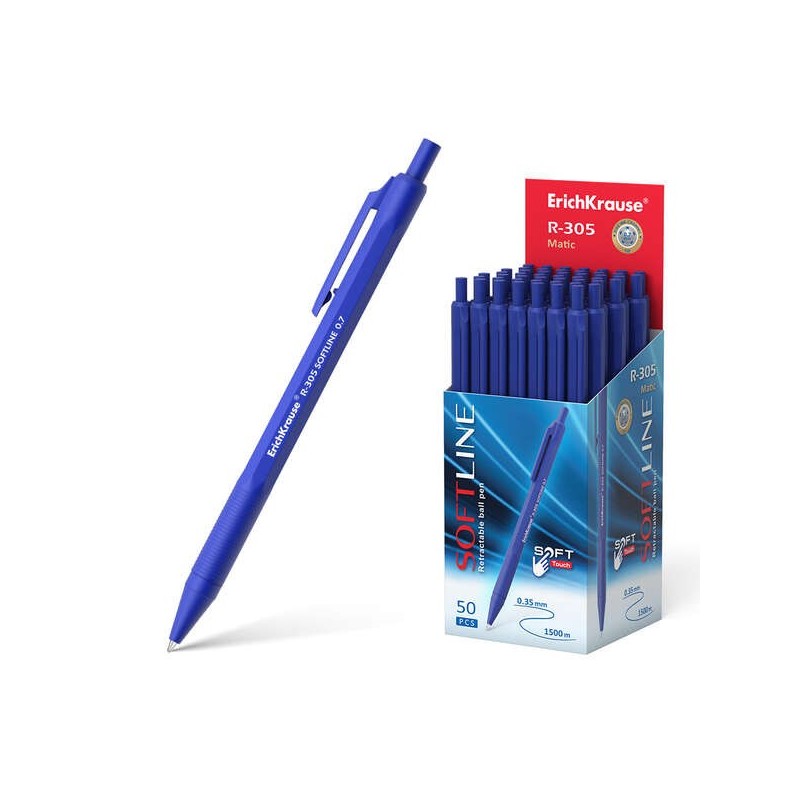 Erichkrause Boligrafo Automatico R-305 - Recargable - Punta de Aguja - Cuerpo Hexagonal Opaco - Tinta de Secado Rapido - Color