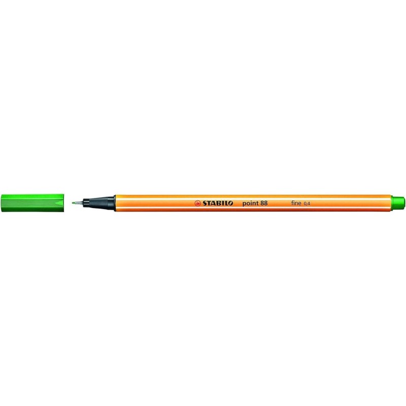 Stabilo Point 88 Marcador de Ponta Fina de Fibra - Traço de 0.4 mm - Tinta à Base de Água - Cor Verde