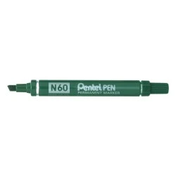 Pentel Pen N60 Rotulador Permanente - Punta Biselada Resistente y Duradera - Resistente a Agua y Luz - Color Verde