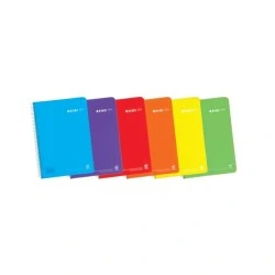 Enri Plus Cahier Spirale Format Quarto Uni - 80 Feuilles 90gr - Couverture en Plastique - Coloris Assortis