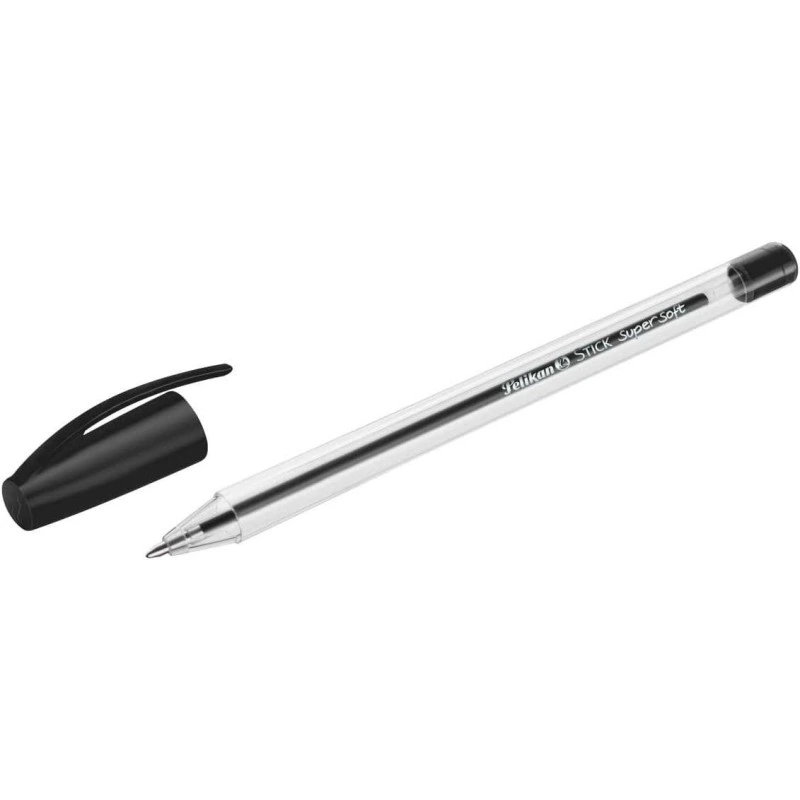 Pelikan Stick Super Soft Stylo à Bille Trait 1mm - Encre Super Fluide - Prise en Main Triangulaire - Coloris Noir