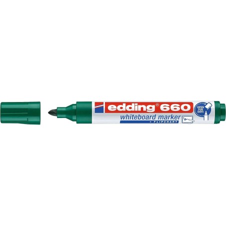 Edding 660 Whiteboard Marker - Round Nib - Line Width between 1.5 and 3 mm. - Pigmented Ink - Refillable - Dry Erase - Green