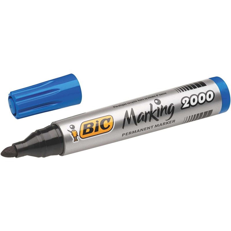 Bic Marking 2000 Ecolutions Marcador Permanente - Tinta com Base de Álcool - Ecológico - Secagem Rápida - Cor Azul