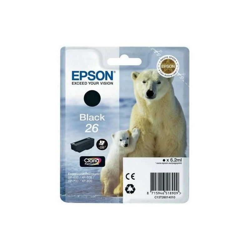 Epson T2601 (26) Noir Cartouche d'encre Original - C13T26014012