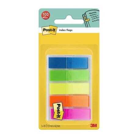 Post-it Index Dispenser with 100 Repositionable Index Markers - Rectangular Shape - Assorted Colours