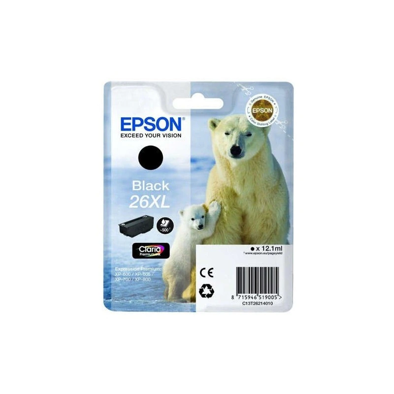 Epson T2621 (26XL) Noir Cartouche d'encre Original - C13T26214012