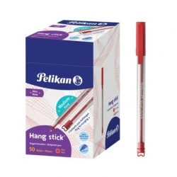 Pelikan Hang Stick Esferográfica de Bola - Traço de 1mm - Tampa Antiasfixia - Corpo Triangular Ergonómico - Gancho - Tinta à