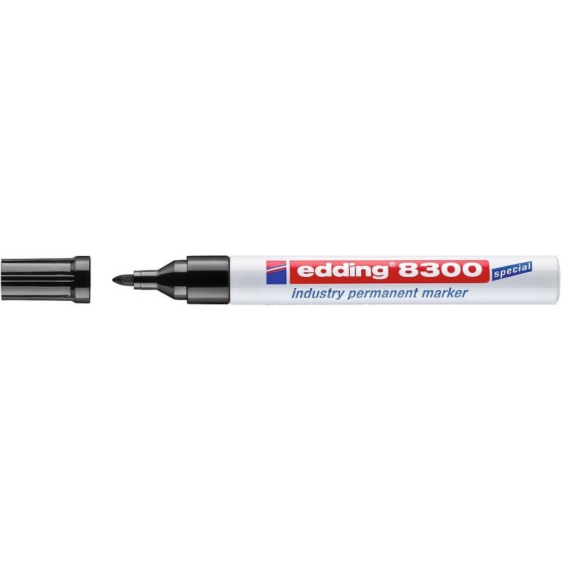 Edding 8300 Marqueur Permanent Industriel - Pointe Ronde 1.5-3mm - Encre Résistante à l'Usure, au Frottement et à la Lumière