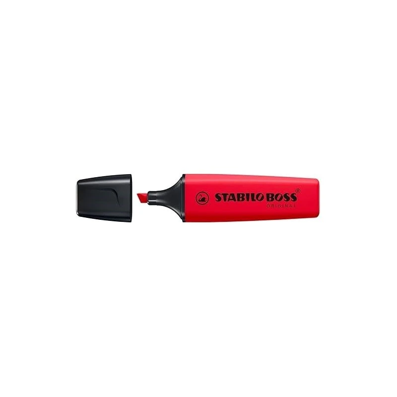 Stabilo Boss 70 Fluorescent Highlighter Marker - Line Width between 2 and 5mm - Refillable - Water-Based Ink - Colour Royal Red