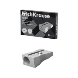 Erichkrause Ferro Aluminium Pencil Sharpener with Ergonomic Grip - 8mm Hole - Carbon Steel Blade - Aluminium Colour