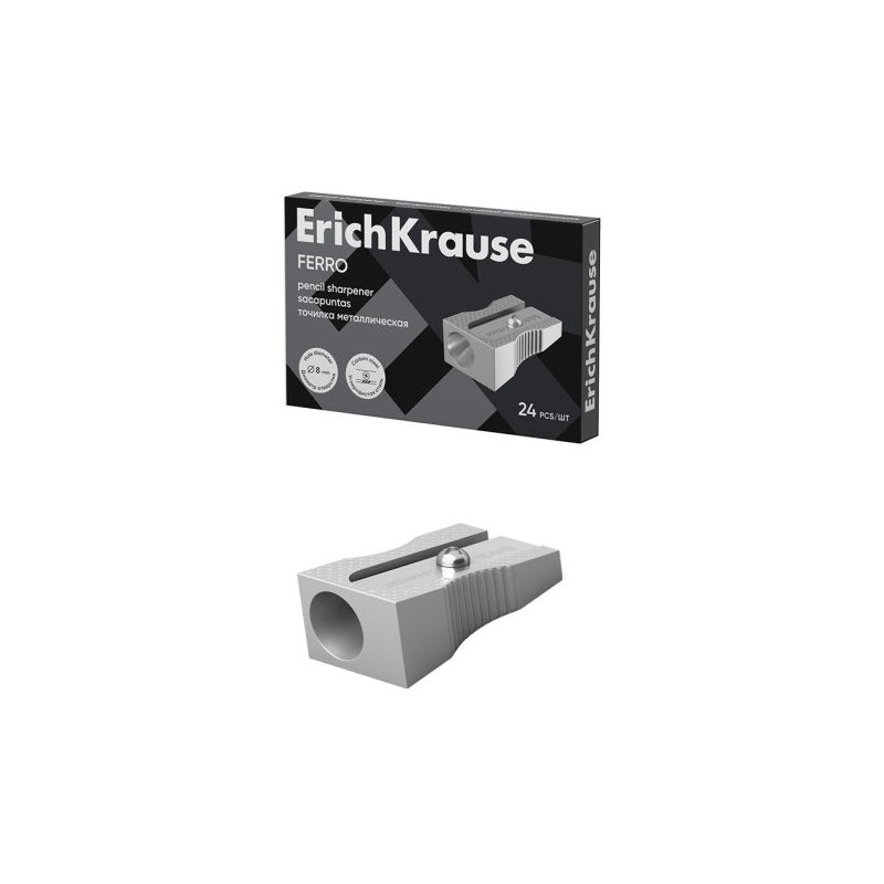 Erichkrause Ferro Taille-crayon en Aluminium avec Prise Ergonomique - Orifice de 8mm - Lame en Acier au Carbone - Couleur