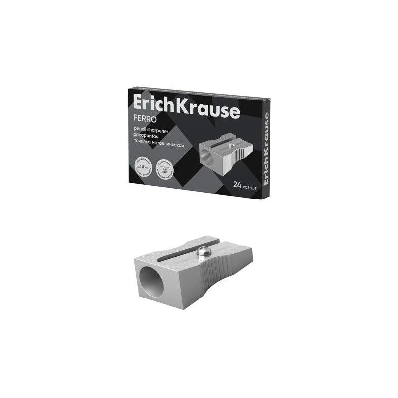 Erichkrause Ferro Taille-crayon en Aluminium avec Prise Ergonomique - Orifice de 8mm - Lame en Acier au Carbone - Couleur