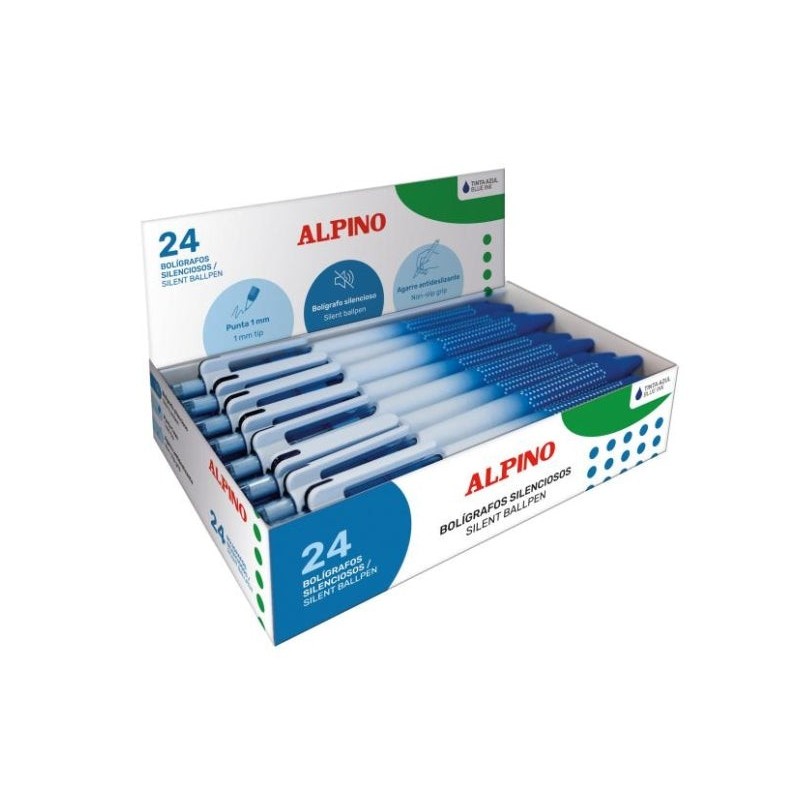 Alpino Boligrafo Retractil Silencioso - Punta 1mm - Agarre Antideslizante - Color Azul