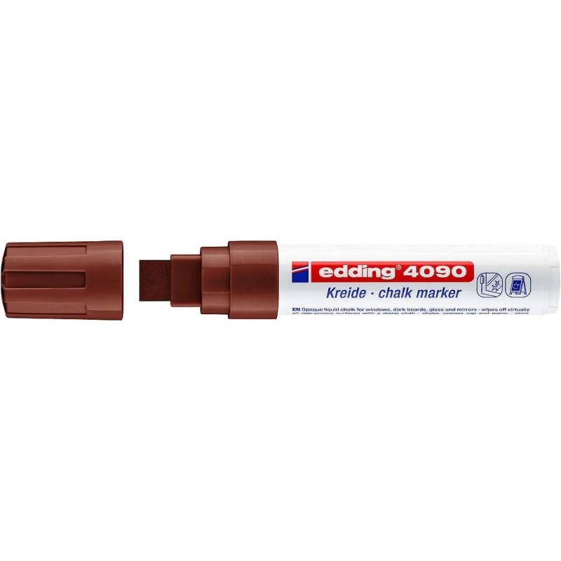 Edding 4090 Marcador de Giz Líquido - Ponta Biselada - Traço entre 4 e 15mm - Odor Neutro - Cor Castanho