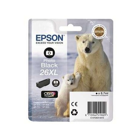 Epson T2631 (26XL) Black Photo Ink Cartridge Original - C13T26314012