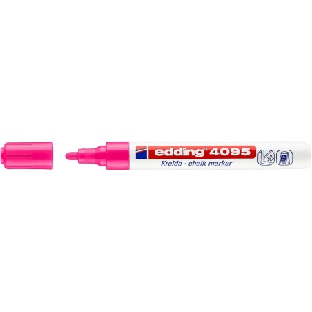 Edding 4095 Marcador de Giz Líquido - Ponta Redonda - Traço entre 2 e 3mm - Odor Neutro - Cor Rosa Néon