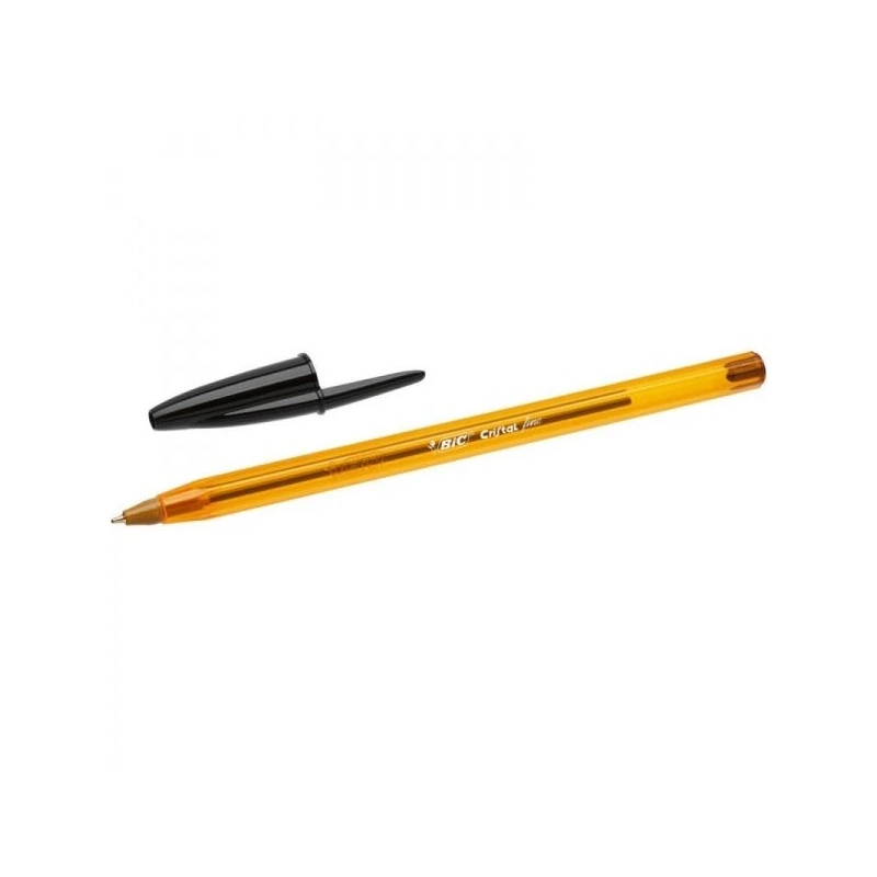 Bic Cristal Original Fine Ballpoint Pen - Round 0.8mm Tip - 0.30mm Line Width - Oil-Based Ink - Translucent - Black