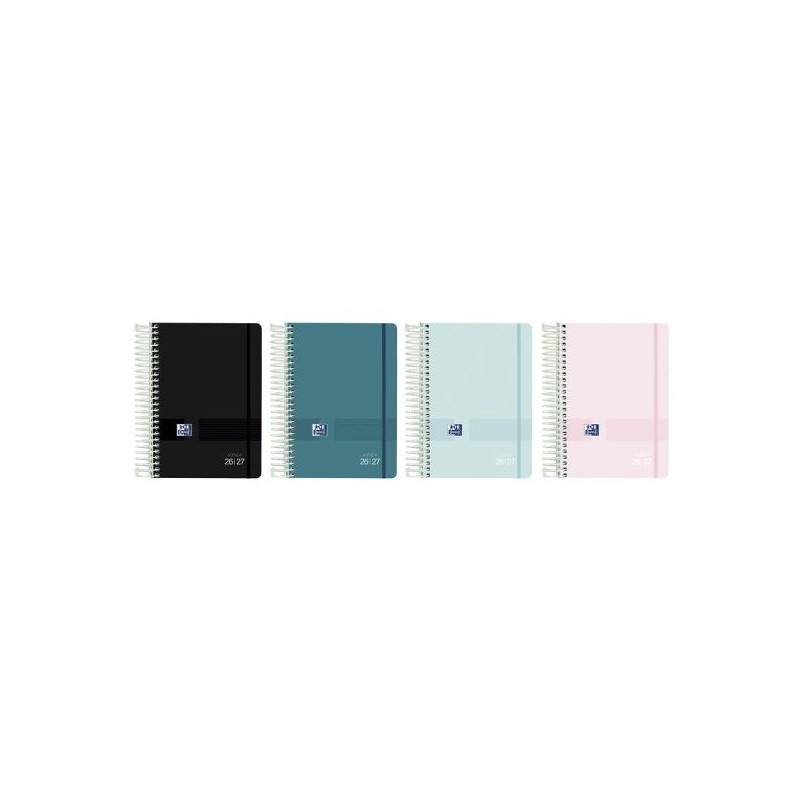 Oxford Live and Go Spiral-Bound School Diary - Spanish - Plastic Cover - Octavo Format - Day Per Page - Assorted Colours