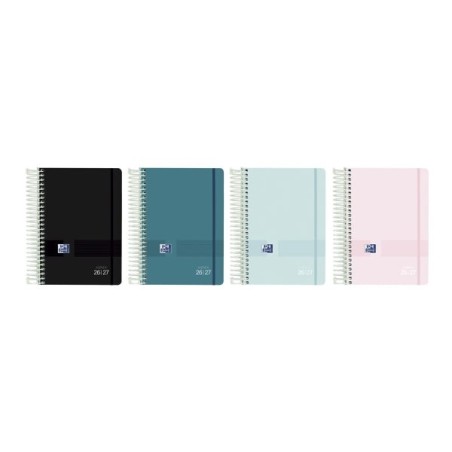Oxford Live and Go Agenda Escolar com Espiral - Castelhano - Capa de Plástico - Formato Oitavo - Dia por Página - Cores Sortidas