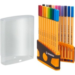 Stabilo Point 88 Pack de 20 Marcadores de Ponta Fina de Fibra - Traço de 0,4mm. - Tinta com Base de Água - Adequado para Réguas