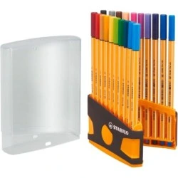 Stabilo Point 88 Pack de 20 Marcadores de Ponta Fina de Fibra - Traço de 0,4mm. - Tinta com Base de Água - Adequado para Réguas
