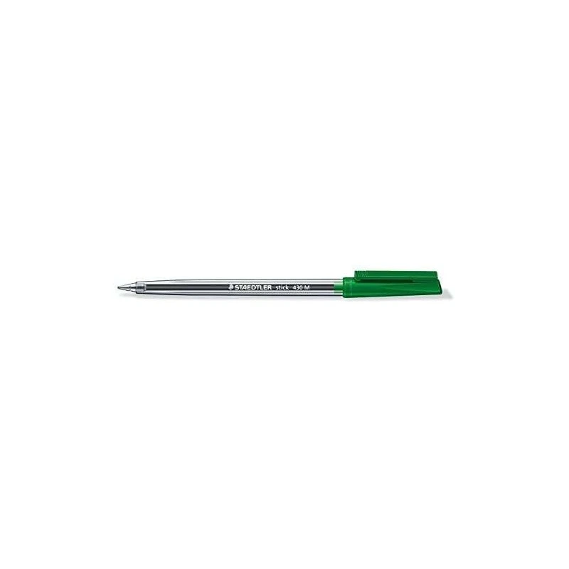 Staedtler Stick 430 Ballpoint Pen with Cap - 0.35mm Tip - Permanent Ink - Green