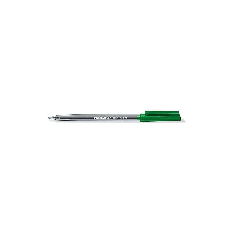 Staedtler Stick 430 Stylo à Bille avec Capuchon - Pointe 0.35mm - Encre Indélébile - Coloris Vert