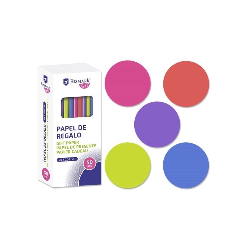 Bismark Neon Gift Wrap Roll - Dimensions 70cmx200cm - 5 Neon Colours