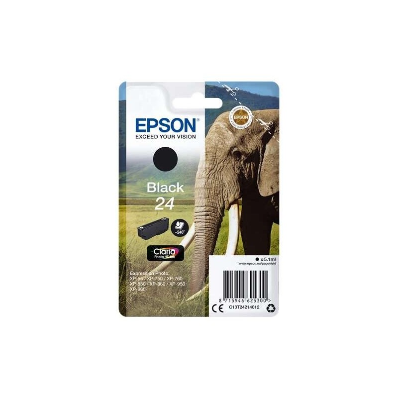 Epson T2421 (24) Noir Cartouche d'encre Original - C13T24214012