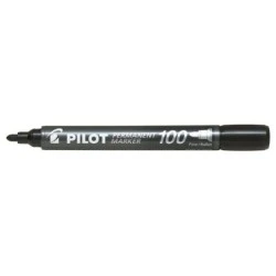 Pilot Marcador Permanente 100 - Ponta Fina Ogival 4,5mm - Traço 1mm - Cor Preta