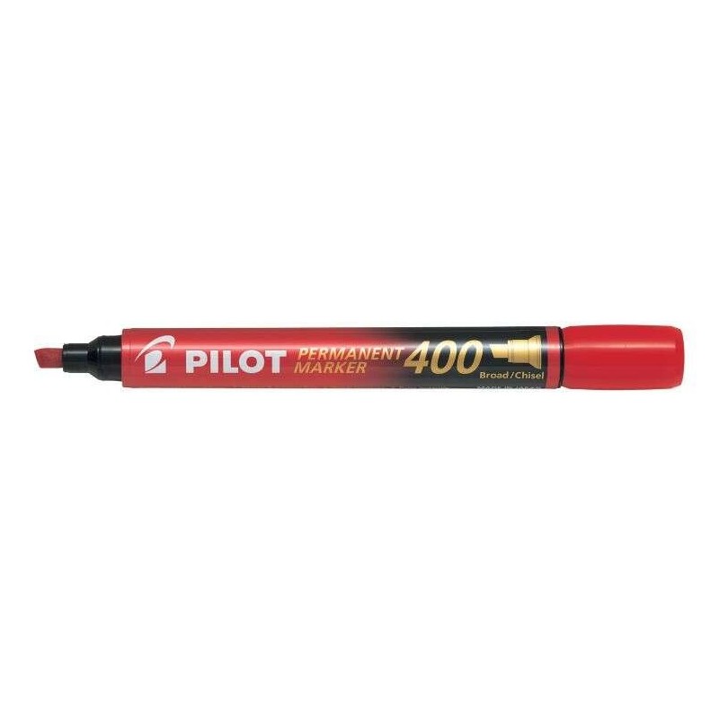 Pilot Marqueur Permanent 400 - Pointe Biseautee 4,5mm - Trace 4mm - Couleur Rouge