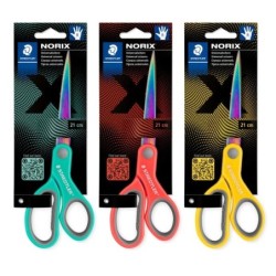 Staedtler Norix 965 Tesouras Escolares 21cm - Lâminas de Aço Inoxidável com Aparência de Titânio - Uso para Destros - Pega